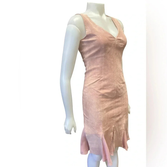 Vintage Danier Pink  Leather Suede Sleeveless Dress Size 4 - Picture 2 of 12